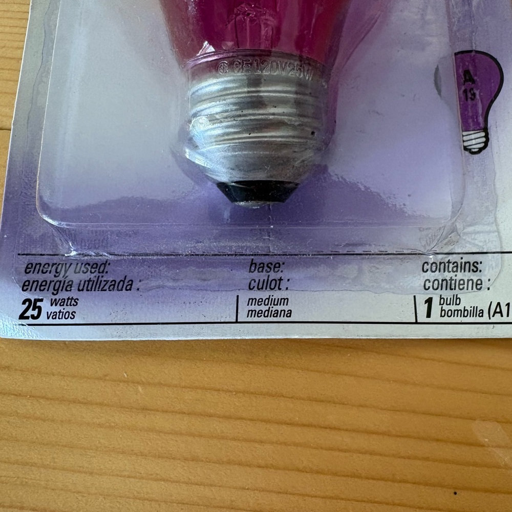 *NEW*NOS* GE Party Light 25W Pink Decorative Bulb (A19) Lot of 4 16333 - Picture 4 of 4